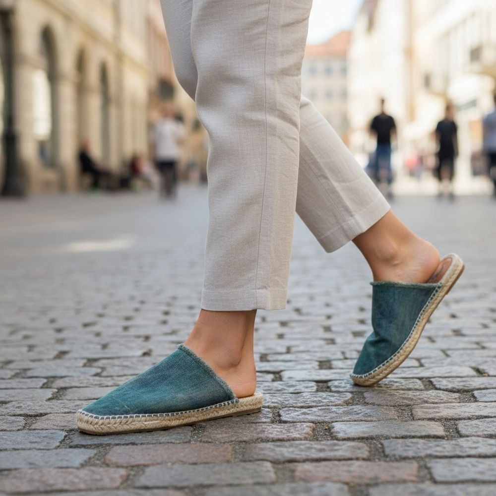 Free People Teal Slip-On Espadrille Mules